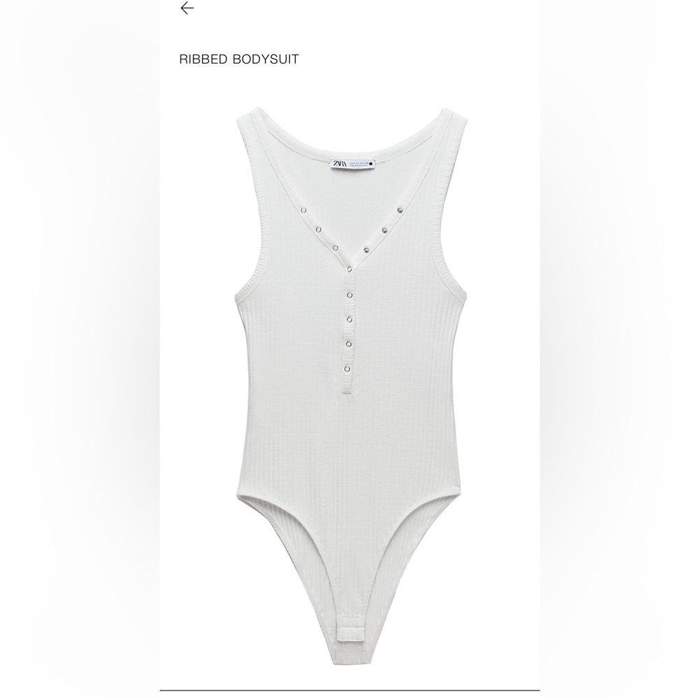 NWT Zara Ribbed Bodysuit In White Size L